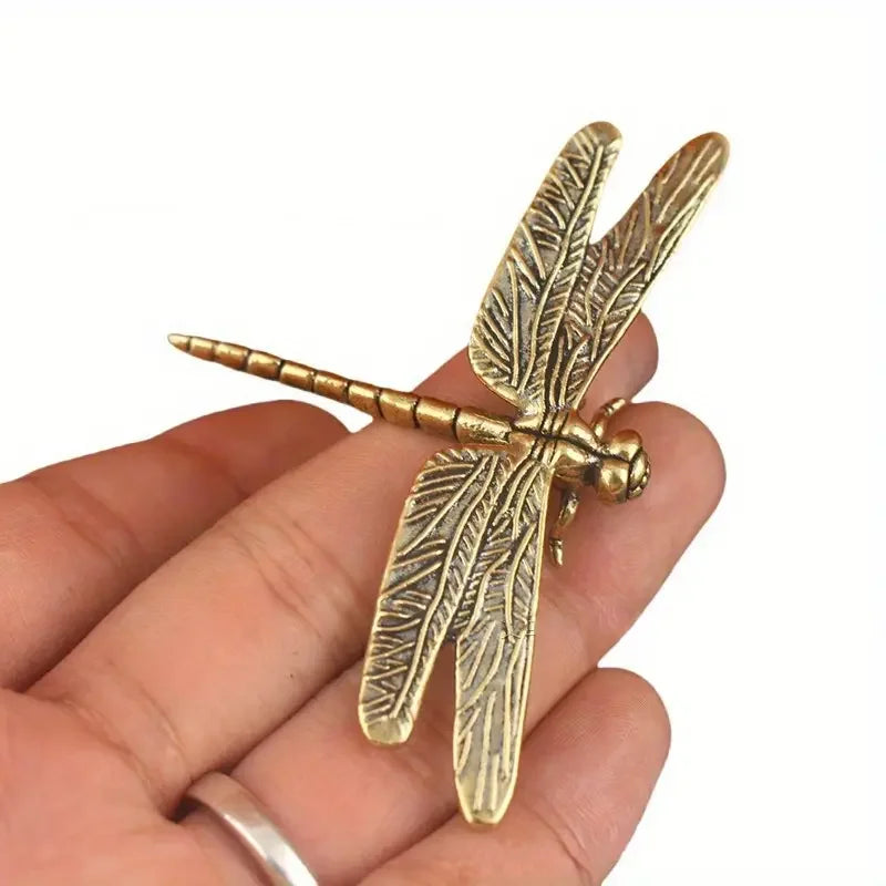 Vintage Brass Dragonfly Figurine – Antique-Style Desk & Home Decor Collectible