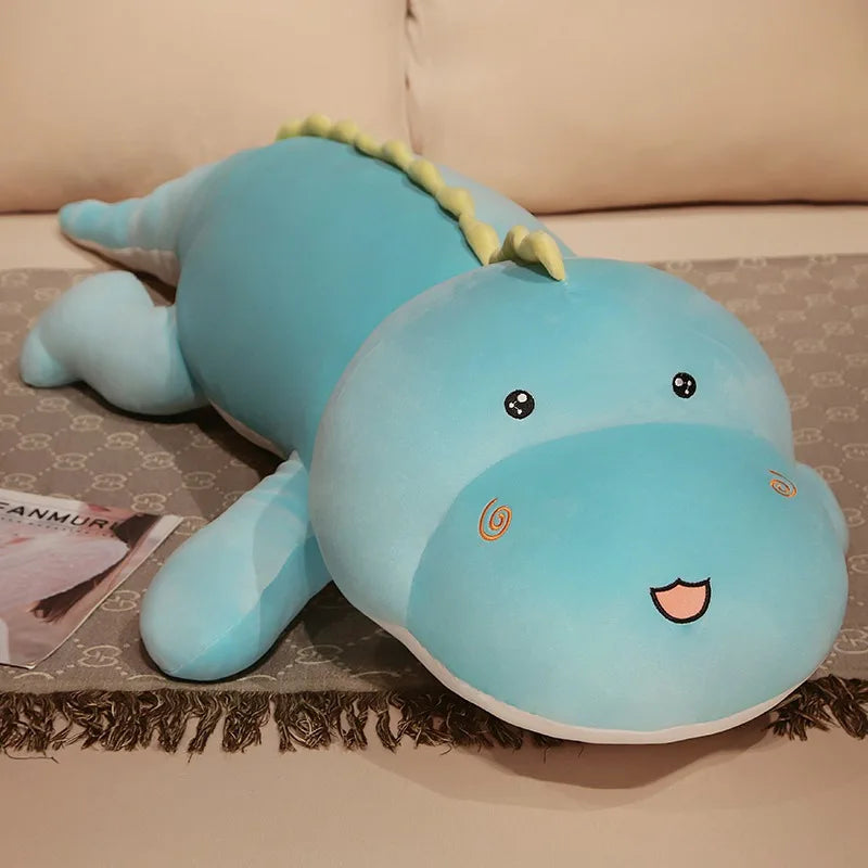 Giant 80-150cm Long Dinosaur Crocodile Plush – Soft Cartoon Plush in Green, Pink, Blue, Yellow, or Purple