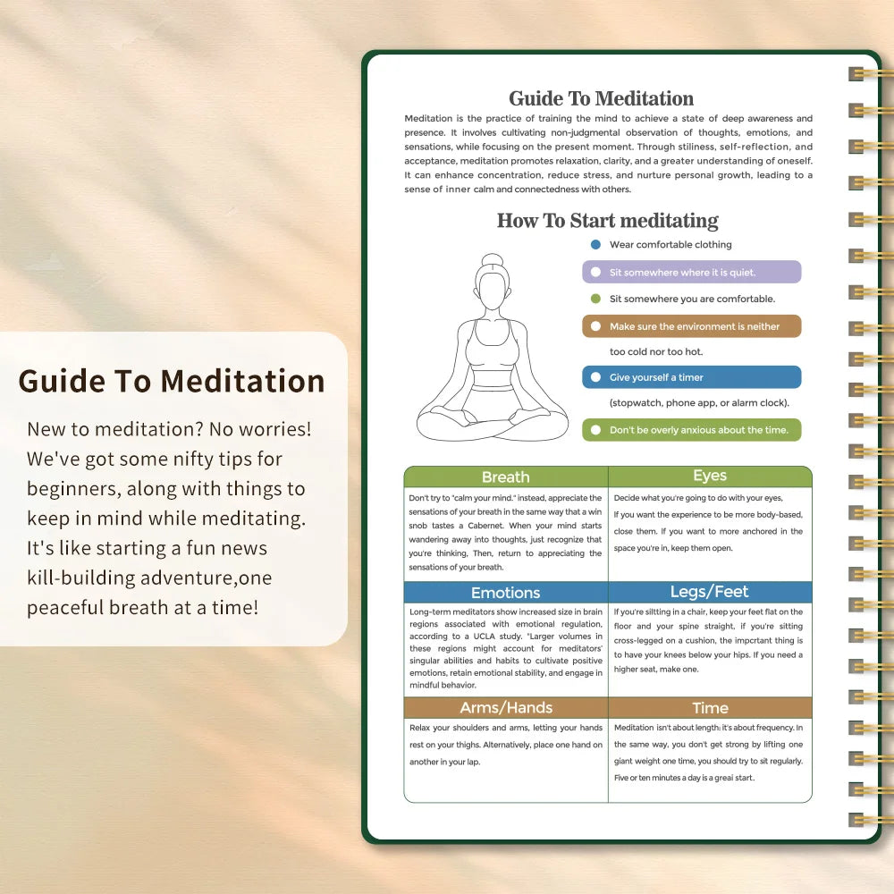 A5 Meditation & Self-Discovery Journal – 96-Page Daily Reflection Notebook for Mental Wellness
