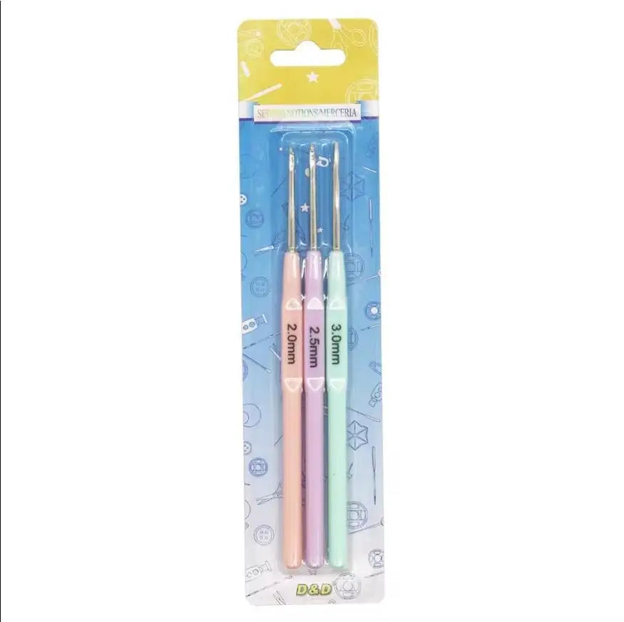 3‑Pack Crochet Hook Set – Soft-Grip Plastic Handles, Perfect for DIY Crafts & Gifts - Pastel Colours