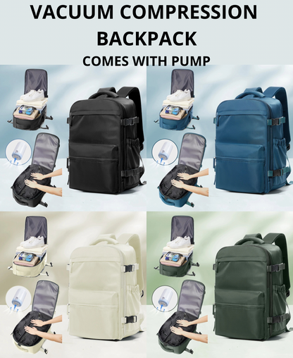 Expandable Vacuum Travel Luggage Backpack – Large Capacity Laptop Bag Men Women - Comes With Pump - Airback Smart Compression Backpack