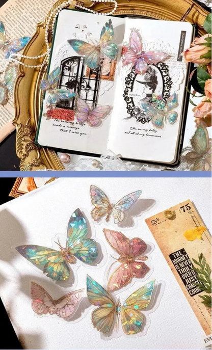 20-Pc Butterfly Film Stickers Pack – Pink, Green, Blue & Multi-Colour 3D Decals Scrapbook