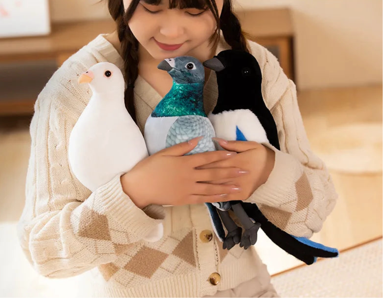 Lifelike 20cm Bird Plush – Dove, Pigeon & Magpie Designs