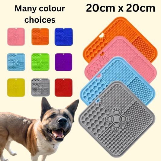 20cm Dog Lick Mat Large Square Dog Cat Pet Slow Feeder Feeding Lick Licking Mat Silicone Suction Cup