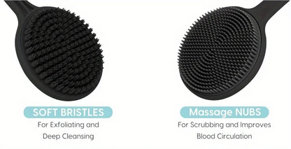 Black Silicone Body Brush – Long-Handle Shower Body Scrubber & Exfoliator