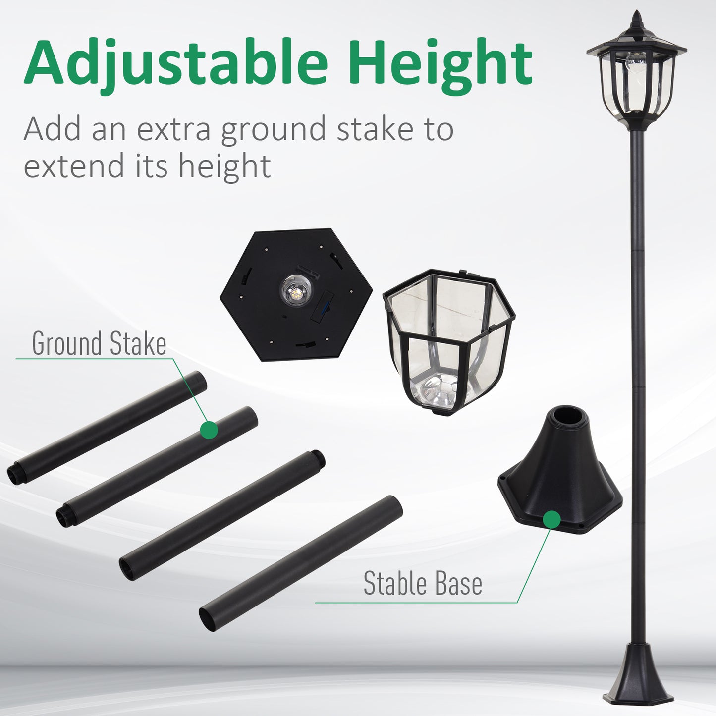 Tall 1.77m Outdoor Solar Light Garden Post Lamp Lamppost LED Bollard 6ft Lantern with Sensor – Weatherproof Pathway Light