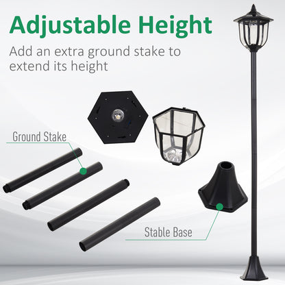 Tall 1.77m Outdoor Solar Light Garden Post Lamp Lamppost LED Bollard 6ft Lantern with Sensor – Weatherproof Pathway Light