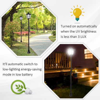 Tall 1.77m Outdoor Solar Light Garden Post Lamp Lamppost LED Bollard 6ft Lantern with Sensor – Weatherproof Pathway Light