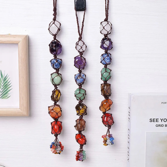 1pc Natural Crystal Chakra Pendant – Tumbled Healing Stone Home Car Charm for Energy, Yoga & Meditation
