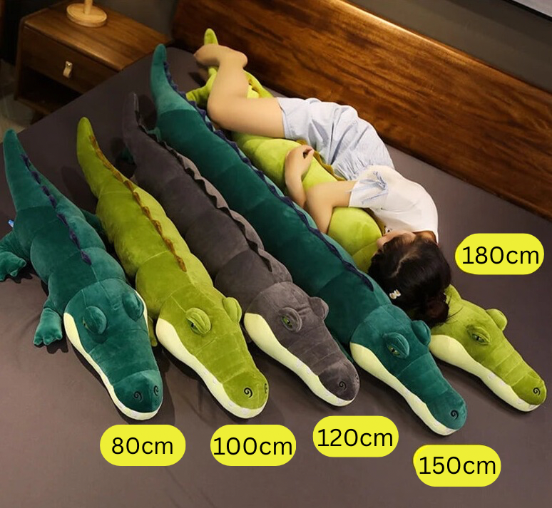 Giant Large Crocodile Plush Toy Pillow – Soft Stuffed Croc in 80–180cm, Multiple Colours