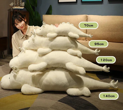 70-140cm Giant Dragon Plush Soft Toy – White or Green Fantasy Dinosaur