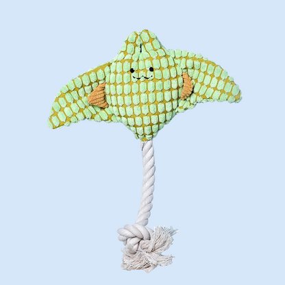 Manta-ray Squeaky Rope Dog Pet Toy – Tough Interactive Plush Toy for Small Medium Large Dog