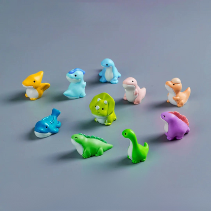Mini Dinosaur Figurine Set – 10pcs Cute Cartoon Dino Desk Decor & Mini Landscape Toys