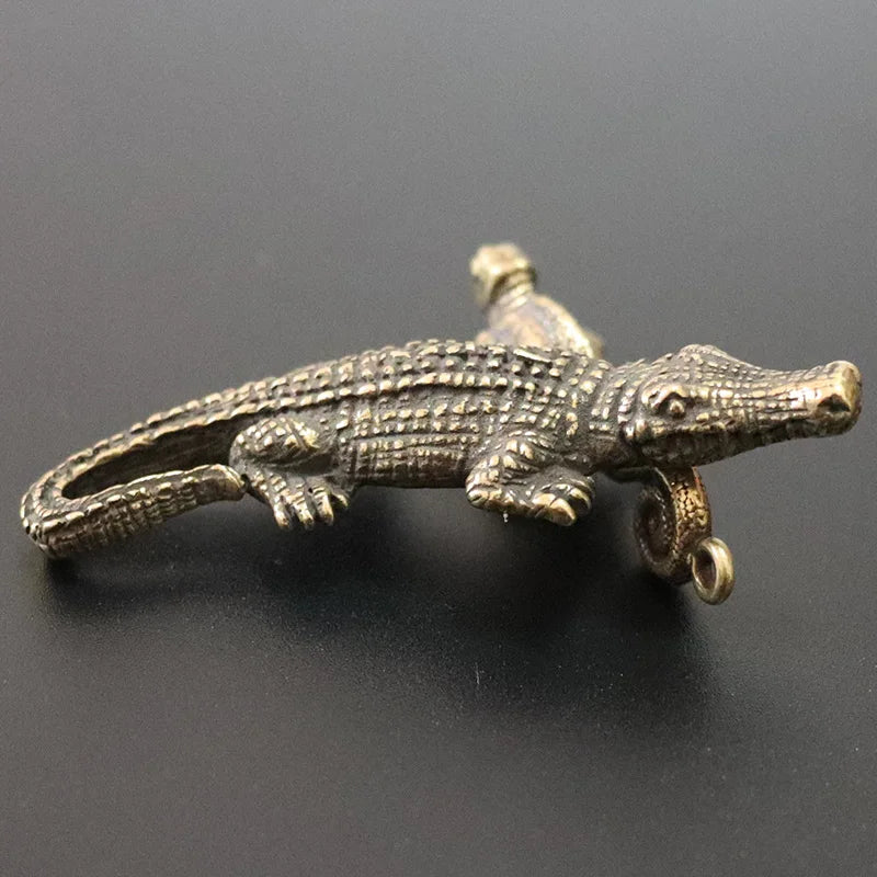 Mini Brass Copper Metal Crocodile Alligator Figurine – Desk Buddy Ornament Collectible
