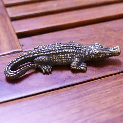 Mini Brass Copper Metal Crocodile Alligator Figurine – Desk Buddy Ornament Collectible