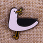 Seagull with Fries Enamel Pin Badge Seaside Coastal Beach Sea Bird Coastline