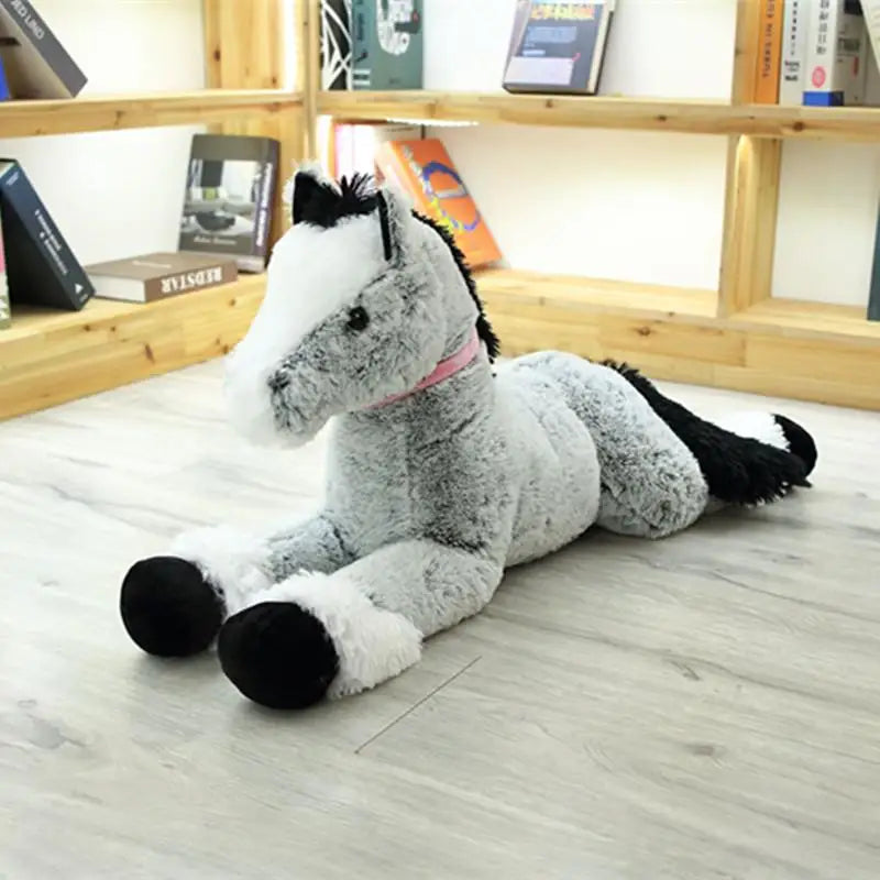 90cm Large Lying Horse Plush Soft Toy – Cuddly Grey or Brown