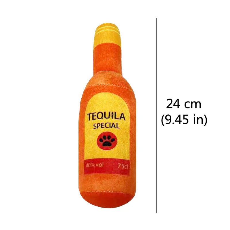 Funny Squeaky Dog Toy Beer Wine Alcohol Bottle Shaped Pet Dog Plush Toy Gift Comedy Novelty Fun Silly