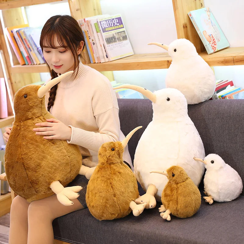 20cm Realistic Kiwi Bird Plush Soft Toy – Cute White or Orange/Brown