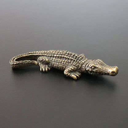 Mini Brass Copper Metal Crocodile Alligator Figurine – Desk Buddy Ornament Collectible