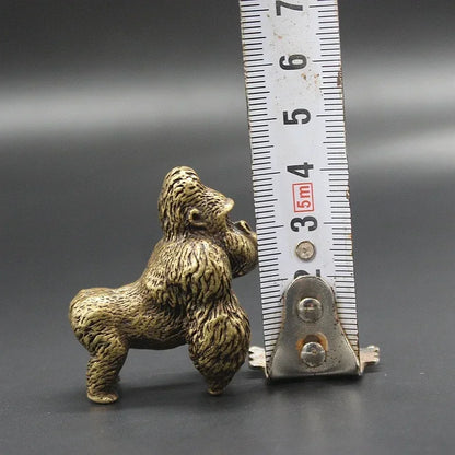 Mini Brass Copper Metal Gorilla Figurine – Desk Buddy Ornament Collectible