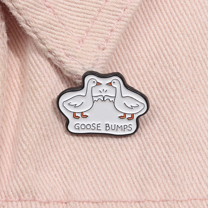 Goose Bumps Geese Enamel Pin Badge Cute Funny Duck Cartoon Animal Brooch Backpack Hat Lapel Accessories