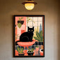 Funny Cute Black Cat Self Adhesive Posters – Retro Animal Wall Art Decoration Home Décor