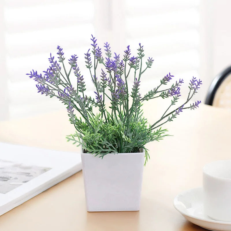Artificial Lavender Potted Plant – Realistic Faux Flower for Home & Office Décor