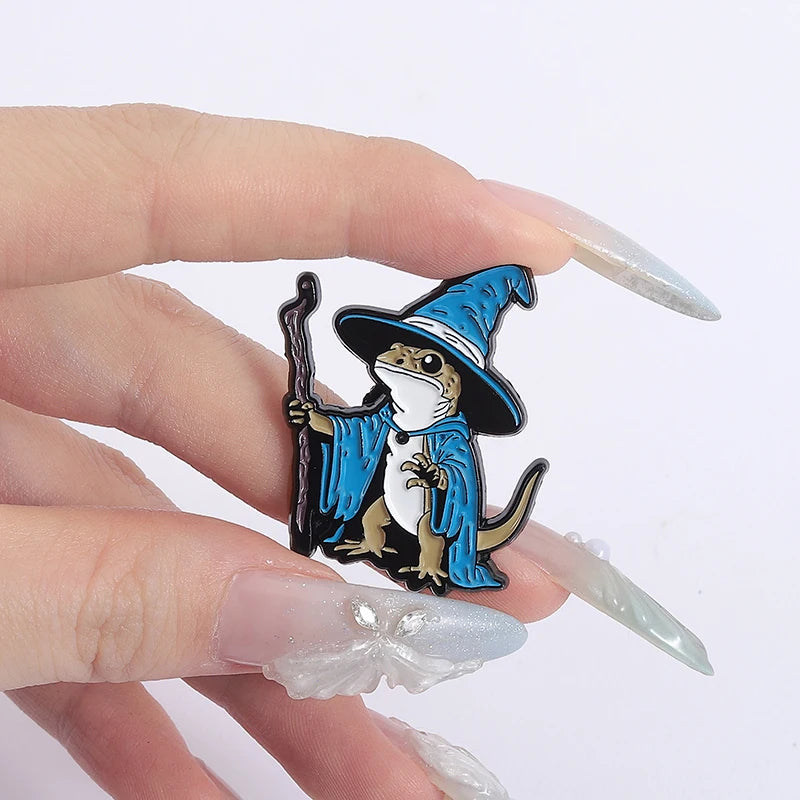Wizard Lizard Enamel Pin Badge Cute Fantasy Funny Witch Hat