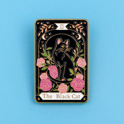 The Black Cat Tarot Card Style Enamel Pin Badge Brooch