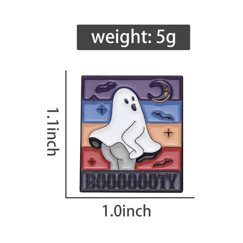Funny Booooty Ghost Enamel Pin Badge Booty Scary Pun Spooky Halloween