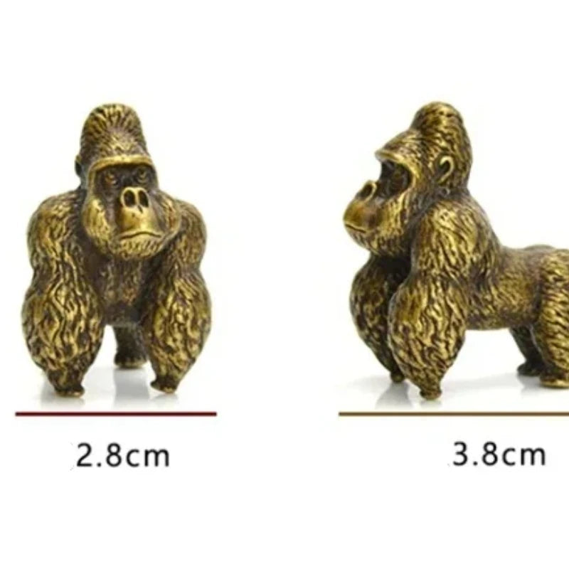 Mini Brass Copper Metal Gorilla Figurine – Desk Buddy Ornament Collectible