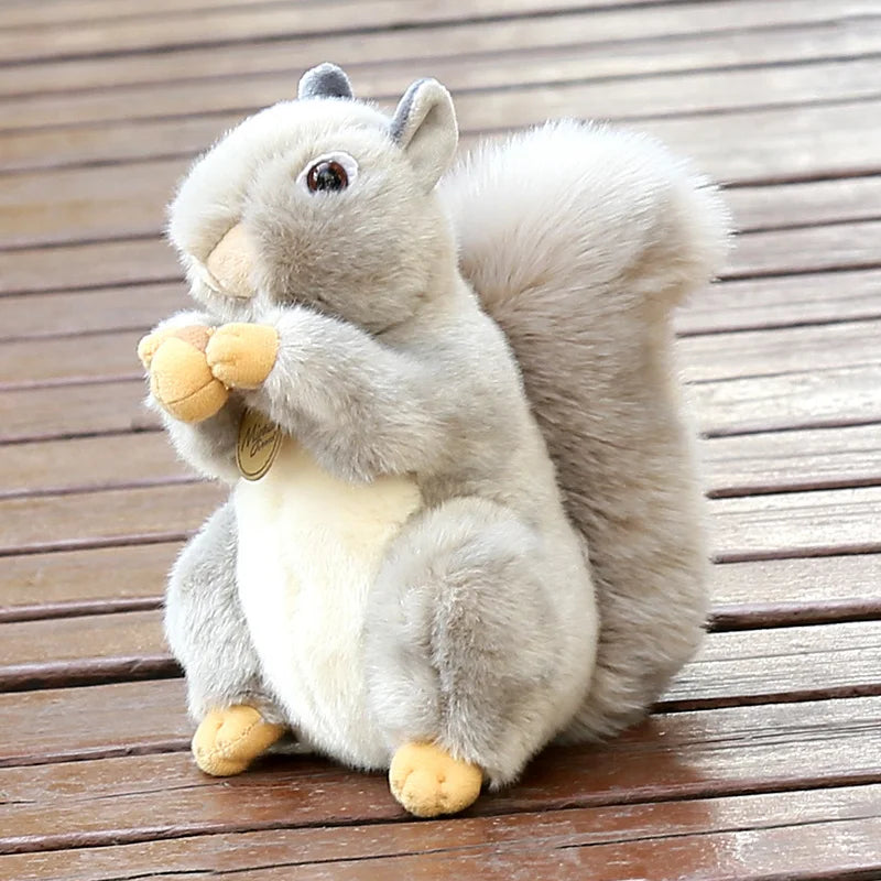 20cm Realistic Grey Squirrel Plush Soft Toy Holding Acorn