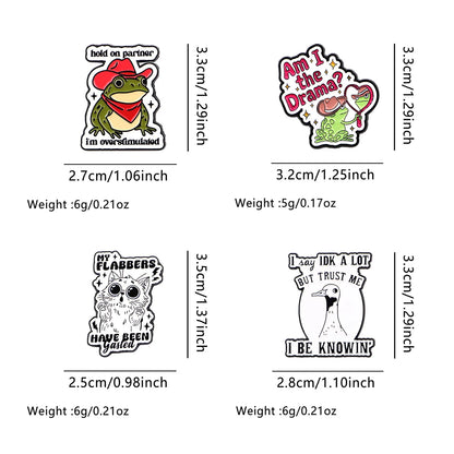 Cat Frog Duck Toad Enamel Pin Badge Cute Funny Quotes Brooch Hold On Partner Am I The Drama