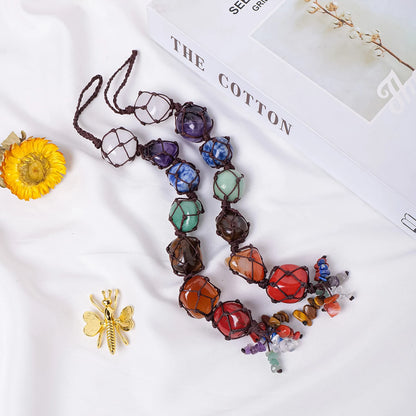 1pc Natural Crystal Chakra Pendant – Tumbled Healing Stone Home Car Charm for Energy, Yoga & Meditation
