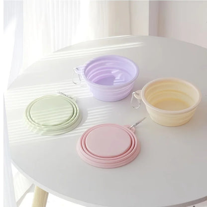 Portable Hanging Silicone Dog Pet Bowl – Foldable Travel Food & Water Bowl for Pets - Pastel Colours