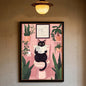 Funny Cute Black Cat Self Adhesive Posters – Retro Animal Wall Art Decoration Home Décor