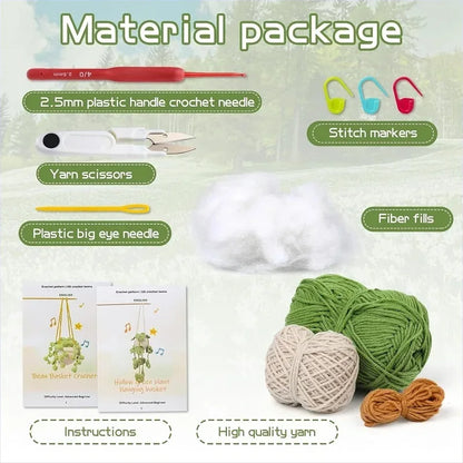 Crochet Hanging Plant Kit for Beginners – Includes Yarn, Tools & Video Tutorial