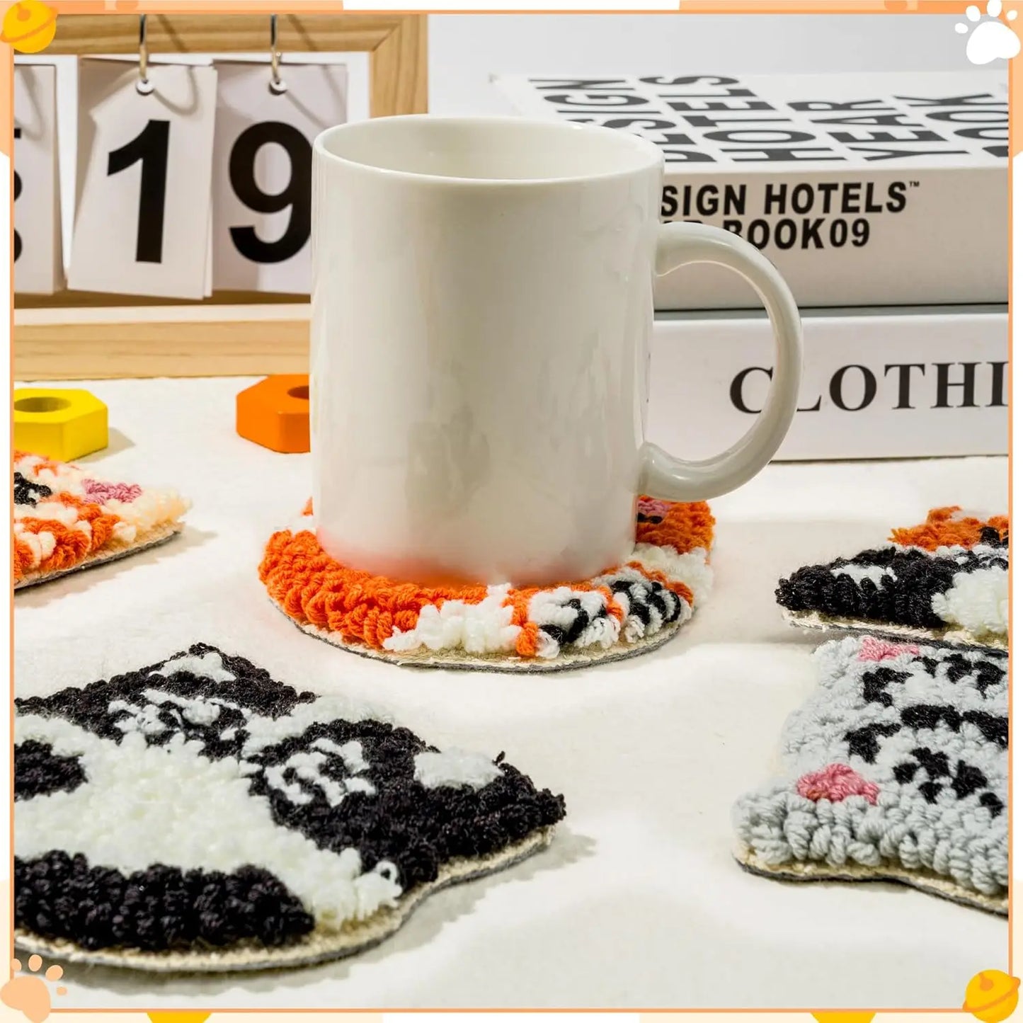 DIY Punch Needle Coaster Set Kit – Make 6 Flower Plant Design Coasters Multiple Design Choice Craft Embroidery