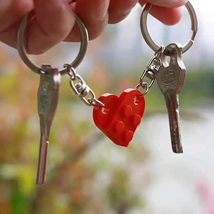 Couple Friends Heart-Shaped Keychain Keyring Set - Matching Design Gift