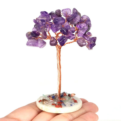 Crystal Money Tree Natural Crystal Healing Stone Reiki Quartz Gemstones Copper Wire Plant Gift