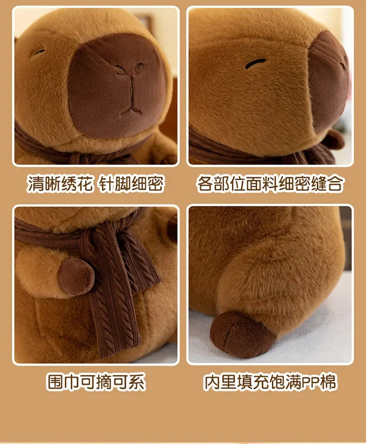23/35CM Cute Capybara Plush Toy with Scarf -  Autumn Winter Seasonal