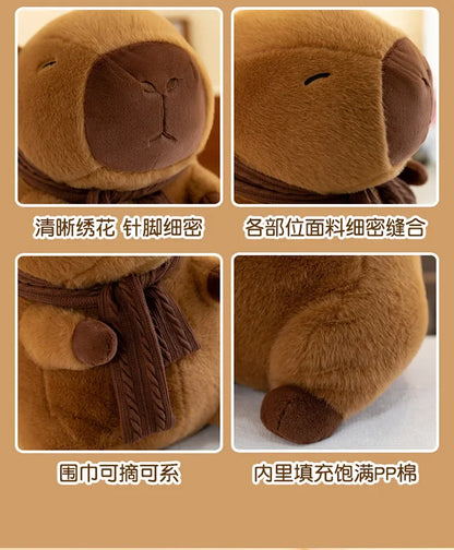 23/35CM Cute Capybara Plush Toy with Scarf -  Autumn Winter Seasonal