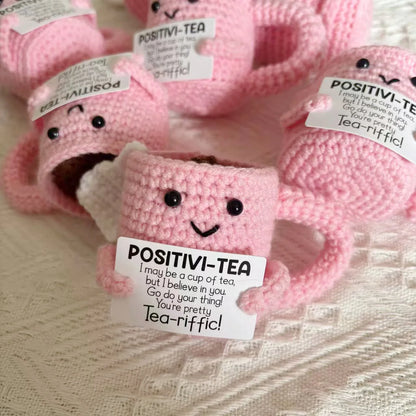 Crochet Knitted Positivity Pals Animals Cat Pineapple Tea Turtle Goose Otter - Emotional Support Gift Positivity Words of Encouragement Ornament - Perfect Gift