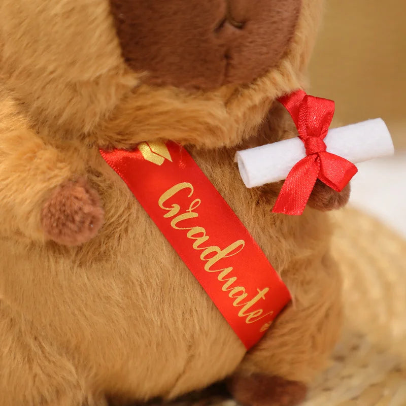25CM Cute Cartoon Graduate Capybara Plush Soft Toy Graduation Gift