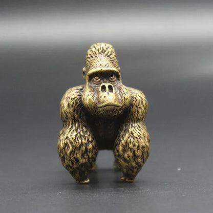 Mini Brass Copper Metal Gorilla Figurine – Desk Buddy Ornament Collectible