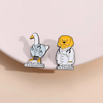 Funny Doctor Nurse Veterinarian Duck Dog Rat Enamel Brooch Lapel Pin Badge Novelty Gift