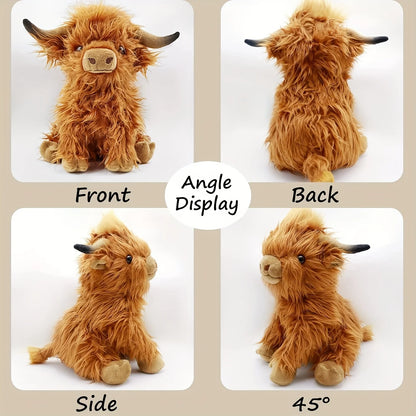 25cm Highland Cow Plush Toy – Soft Stuffed Animal in Brown or Black