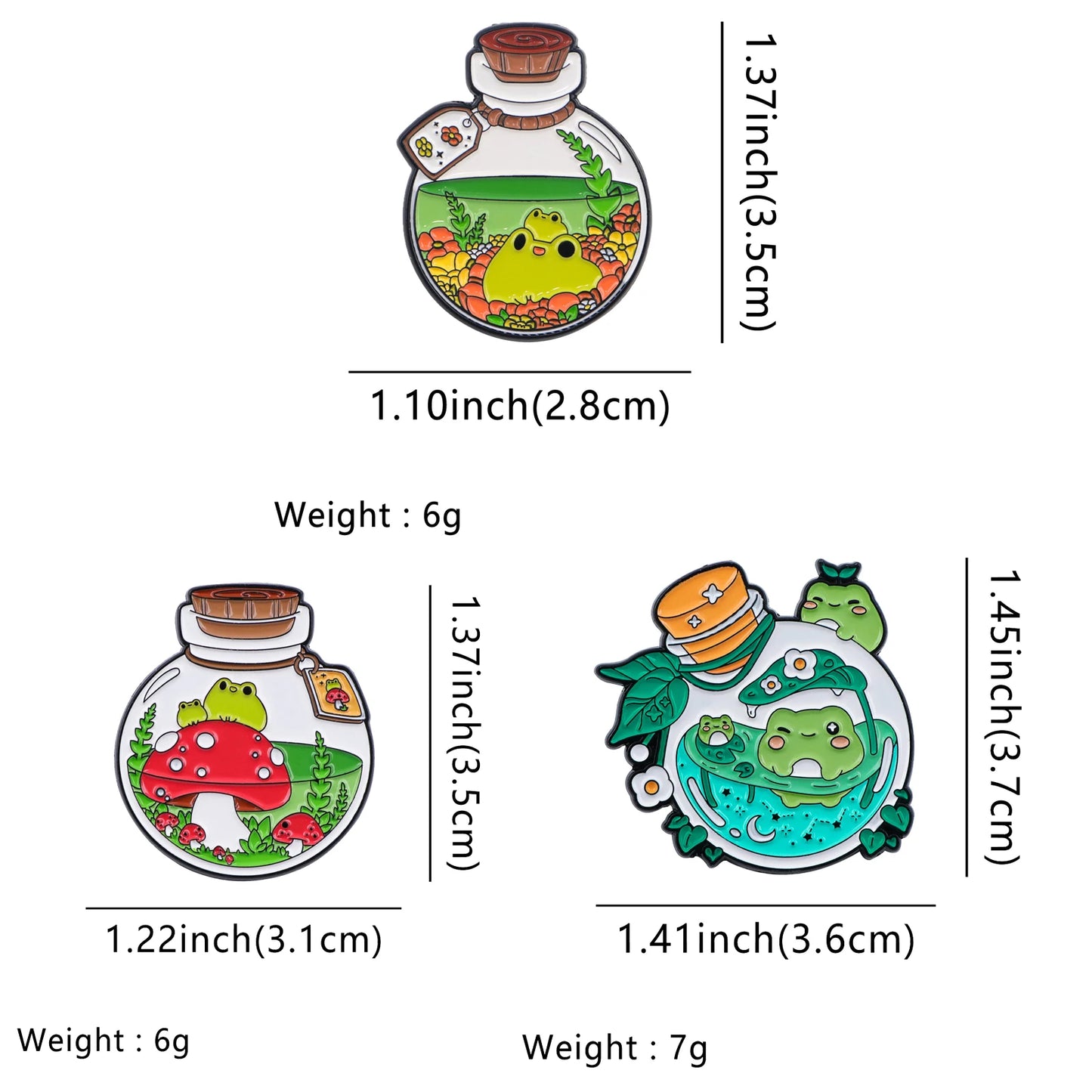 Frog In Glass Bottle Cute Enamel Brooch Lapel Pin Badge Novelty Gift