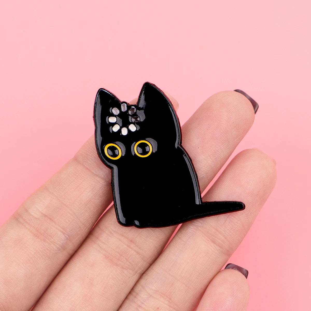 Brain Loading Funny Black Cat Enamel Brooch Lapel Pin Badge Novelty Gift